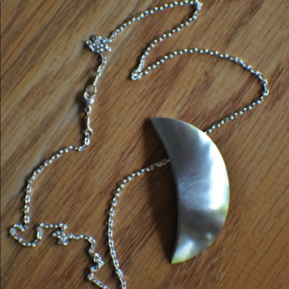 Sterling Silver Large Crescent Moon Necklace 27”